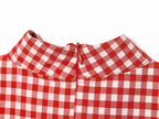 Plaid Sleeveless High-Neck Vest and Retro Mid-Waist Trousers Set in Breathable Anti-Wrinkle Fabric