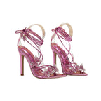 Butterfly Rhinestone Slip On Flat Open Toe Heel Sandals