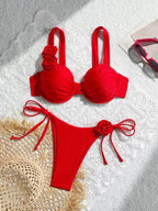 Bikini Set With Bandeau Top And Gathered Brazilian Bottoms