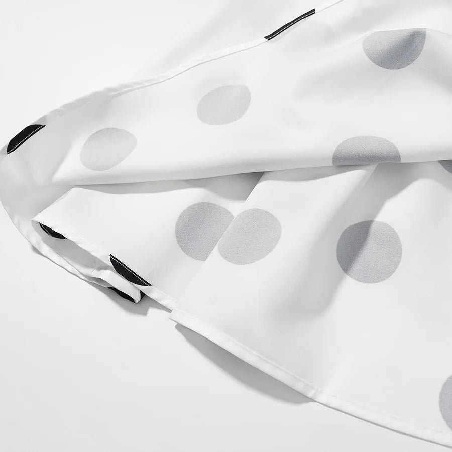 White Polka Dot Two Piece Set Vintage Strapless Top and Pants Women's Suit for Modern Glam