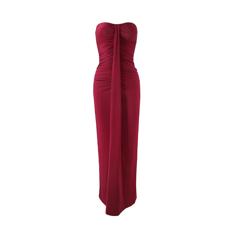 Women's Strapless Off-Shoulder Bodycon Maxi Dress