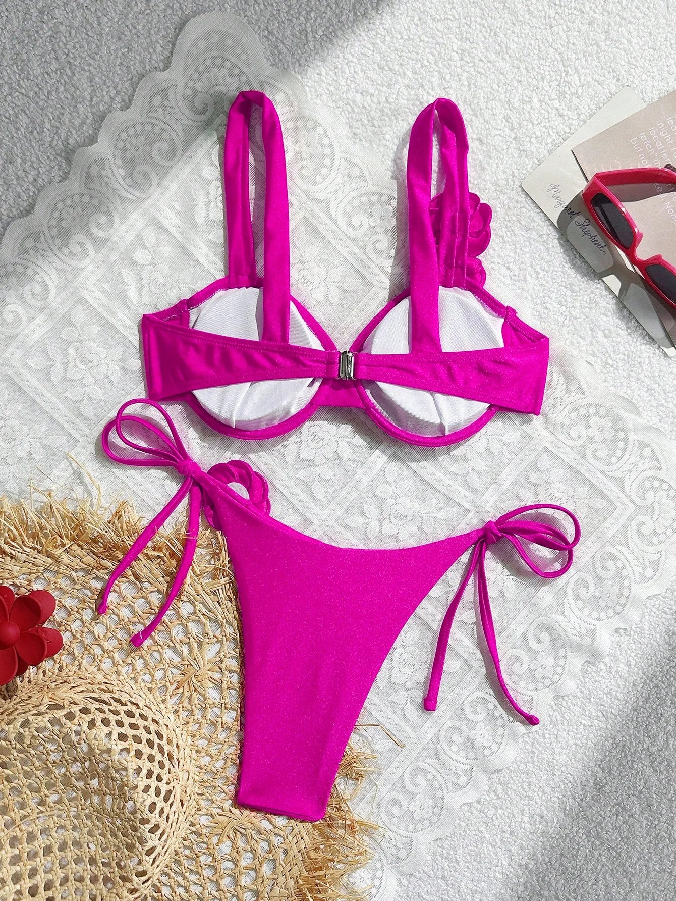 Bikini Set With Bandeau Top And Gathered Brazilian Bottoms