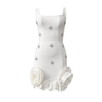 Glamorous Sleeveless Bandage Dress With Rhinestones And Ruffles For Evening Parties