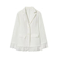 Lace Waist-Cinching Blazer Coat For Women Vintage Long Sleeve Outerwear Elegant Femme
