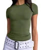 Women's Slim Fit Short Sleeve Crop Top Soft Knit Tee