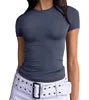 Women's Slim Fit Short Sleeve Crop Top Soft Knit Tee