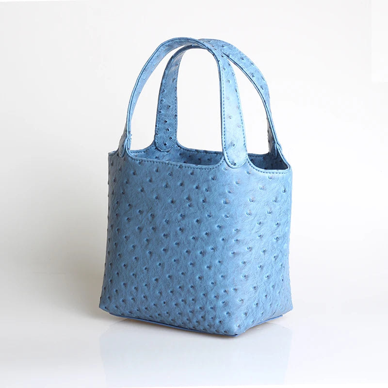 Ostrich-Pattern Bucket Bag Chic Leather Tote With Elevated Everyday Elegance