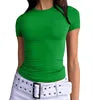 Women's Slim Fit Short Sleeve Crop Top Soft Knit Tee