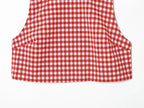 Plaid Sleeveless High-Neck Vest and Retro Mid-Waist Trousers Set in Breathable Anti-Wrinkle Fabric