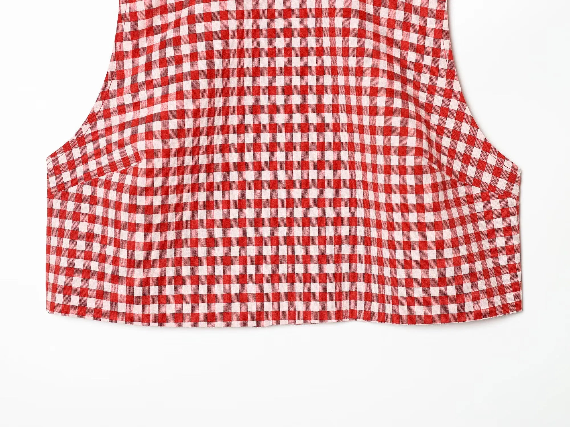 Plaid Sleeveless High-Neck Vest and Retro Mid-Waist Trousers Set in Breathable Anti-Wrinkle Fabric