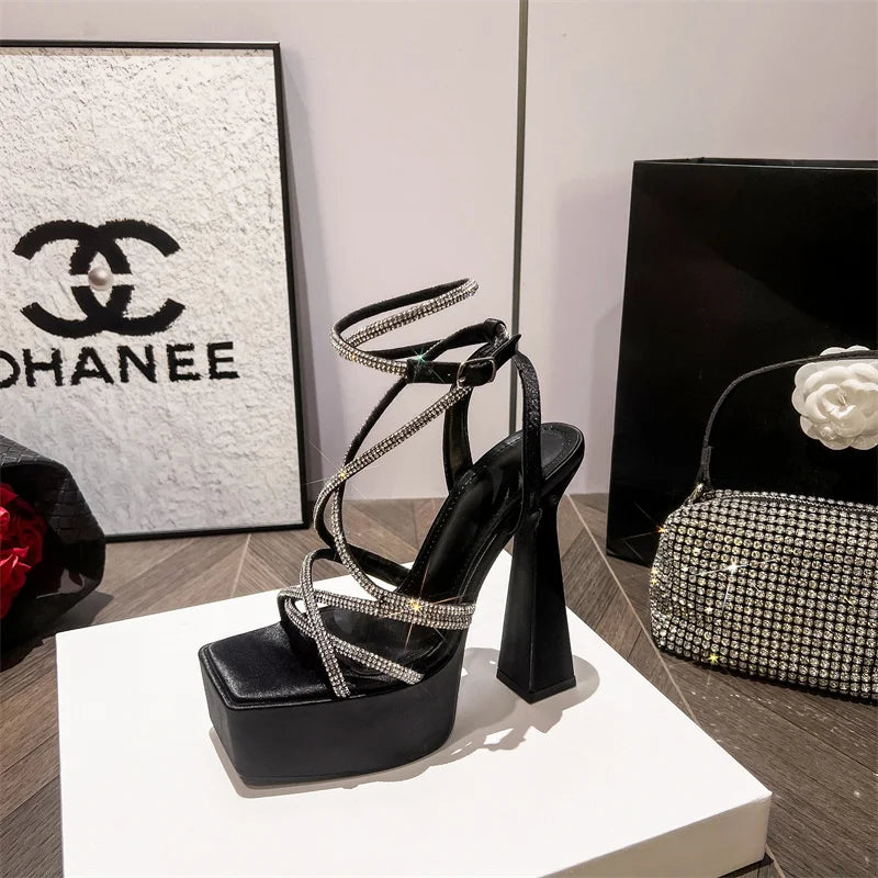 Cross Strap Sandals With Cushioned Comfort And Height Boost