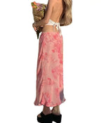 Vintage Floral Pink Dress With Flowing Skirt
