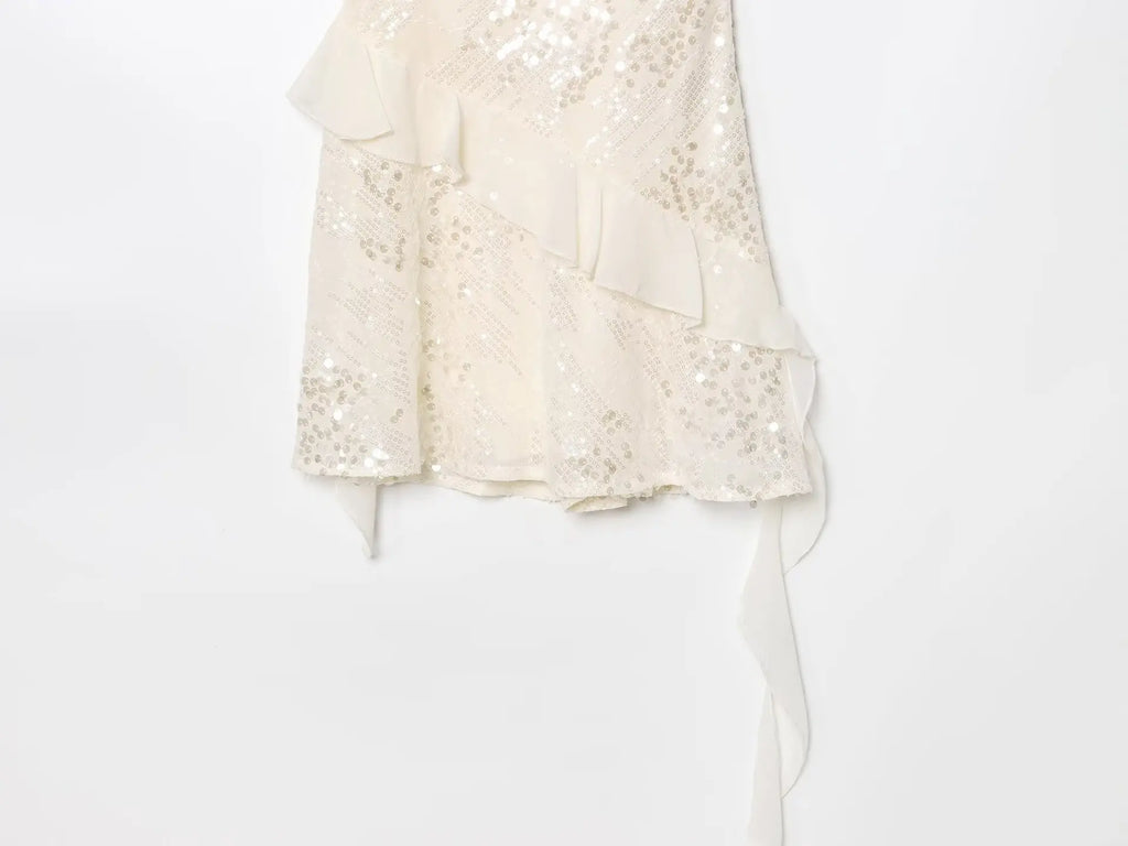 Beaded Midi Dress Collarless Sleeveless