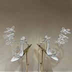 Crystal Butterfly-Knot Ankle Strap Sandals Open Toe Stiletto Heels