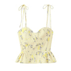 Whimsical Floral Poplin Suspender Top With Versatile Charm