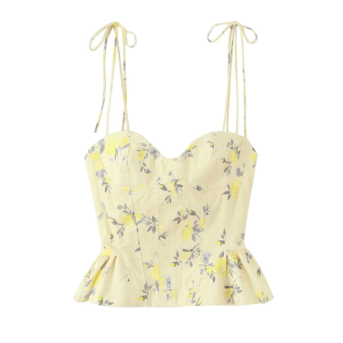 Whimsical Floral Poplin Suspender Top With Versatile Charm