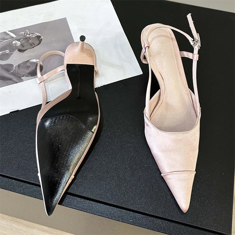 Glamorous Silk Mules With Pointed Toe