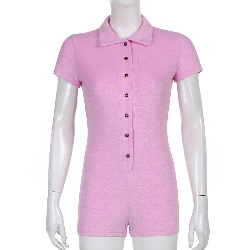 Romper Playsuit With Vneck Short Sleeve Bodycon Fit