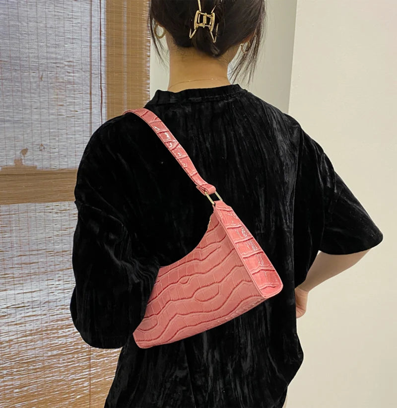 Alligator Pattern PU Leather Underarm Messenger Bag For Women