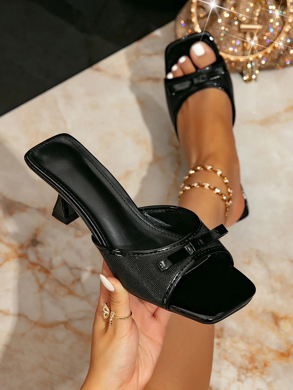Elegant Pointed Toe Slip On Heels