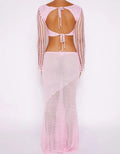 Hooded Knit Set With Crochet Skirt Casual Vintage Chic Two Piece
