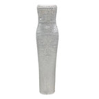 Diamond Beaded Strapless Maxi Dress