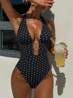 Deep V One Piece Swimsuit With High Waist Printed Monokini