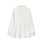 Lace Waist-Cinching Blazer Coat For Women Vintage Long Sleeve Outerwear Elegant Femme