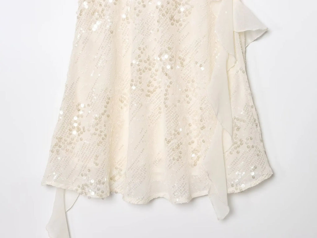 Beaded Midi Dress Collarless Sleeveless