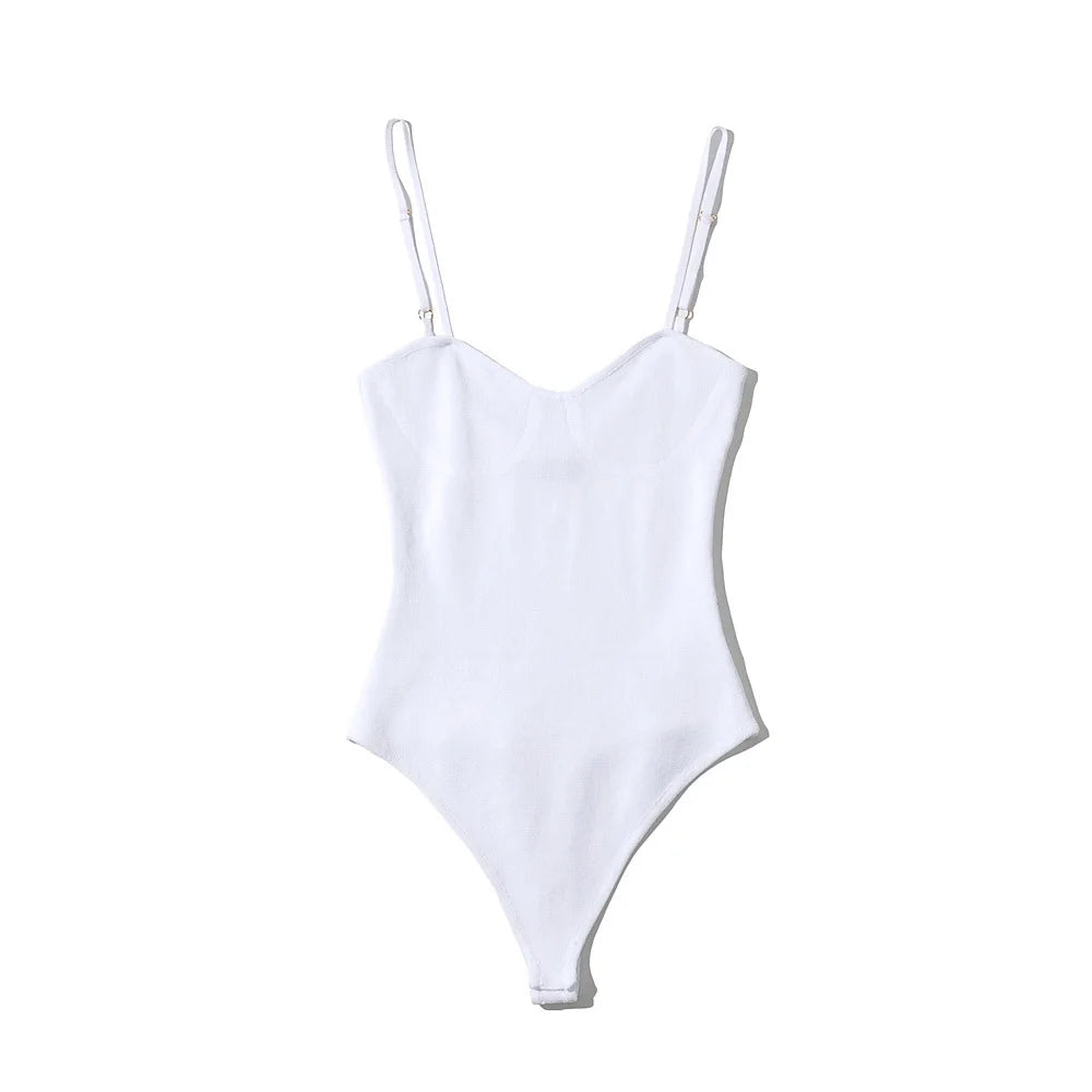 Body-con Sleeveless Bodysuit With Mid Waist Stretch Knit
