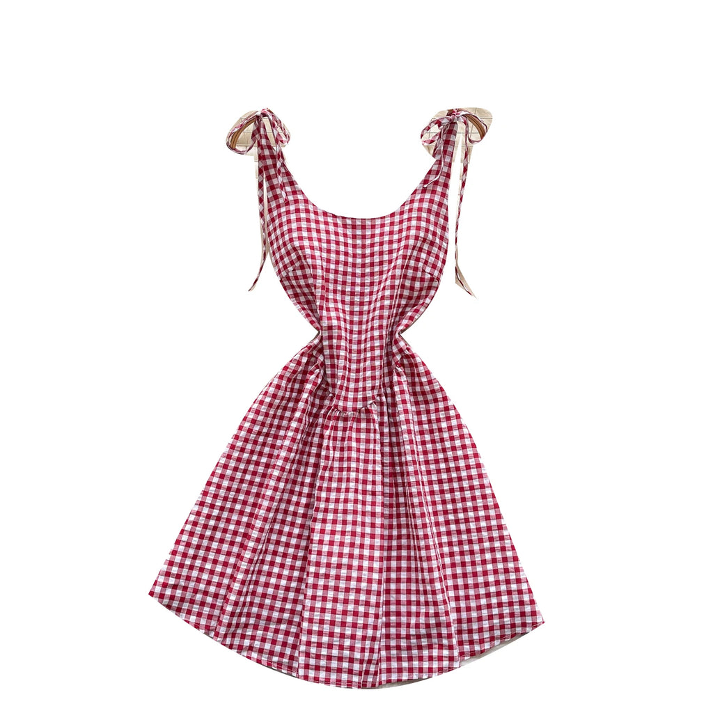 Fairycore Tunic Midi Dress With Lace Plaid Accent