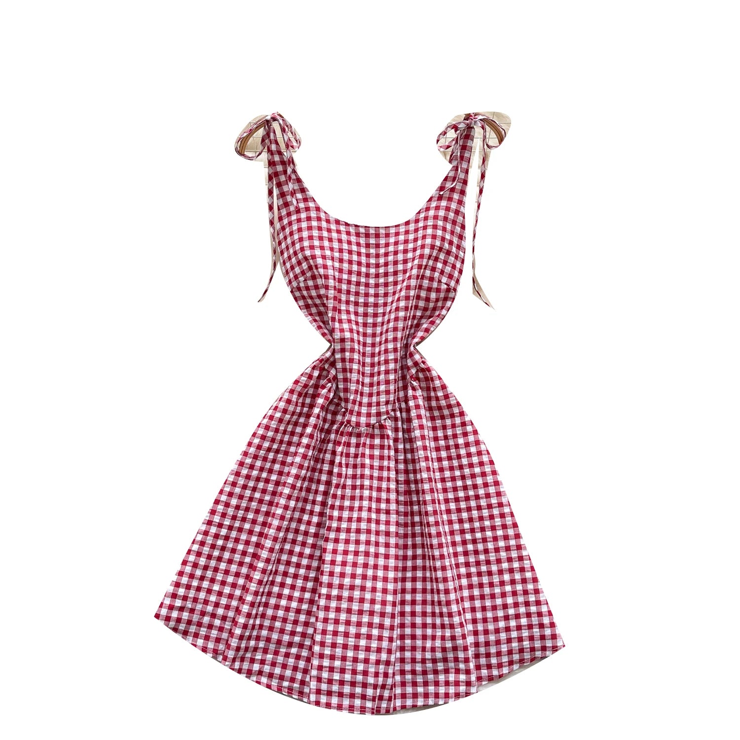 Fairycore Tunic Midi Dress With Lace Plaid Accent