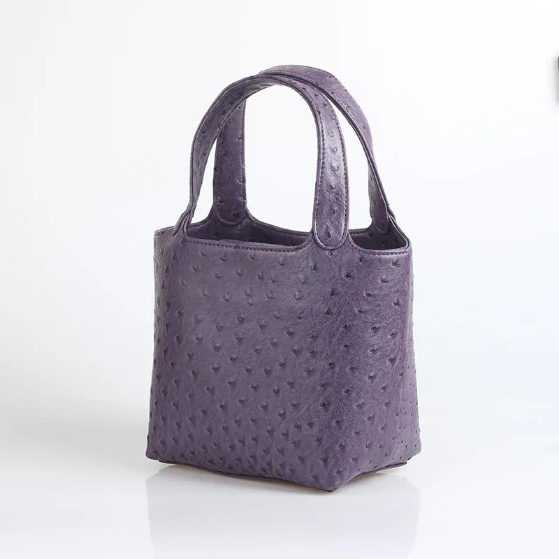 Ostrich-Pattern Bucket Bag Chic Leather Tote With Elevated Everyday Elegance