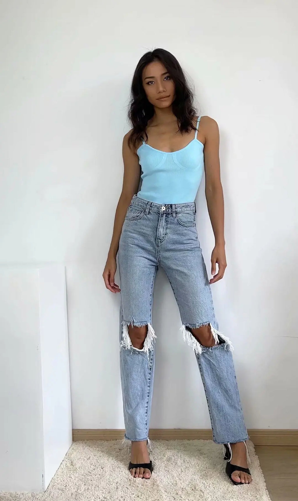 Body-con Sleeveless Bodysuit With Mid Waist Stretch Knit