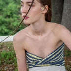 Off Shoulder Knit Tube Top With Stripe Backless Bustier Cropped