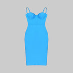 Luxurious Evening Backless Bandage Bodycon Dress With Spaghetti Strap Short Slit