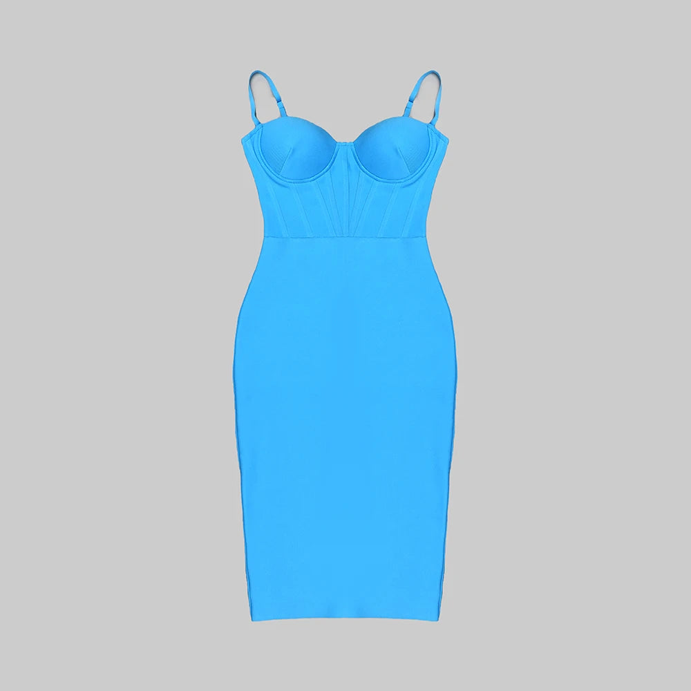 Luxurious Evening Backless Bandage Bodycon Dress With Spaghetti Strap Short Slit