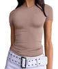 Women's Slim Fit Short Sleeve Crop Top Soft Knit Tee