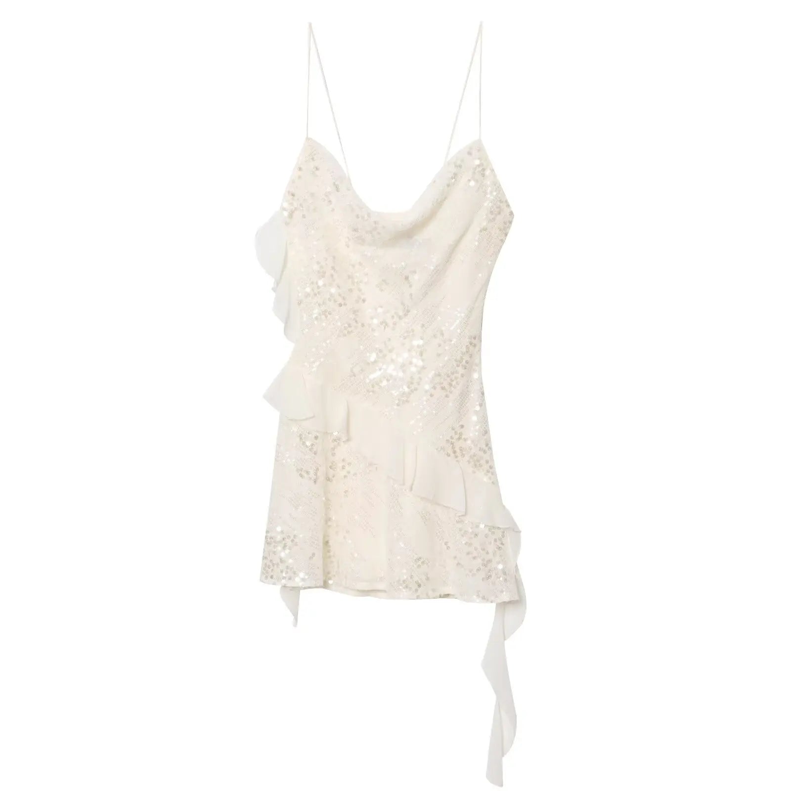 Vintage Sleeveless Dress With Laminated Decorative Sequins Breathable Chiffon