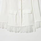 Lace Waist-Cinching Blazer Coat For Women Vintage Long Sleeve Outerwear Elegant Femme