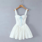 Retro Vibrant Color Block Lace Up Mini Dress