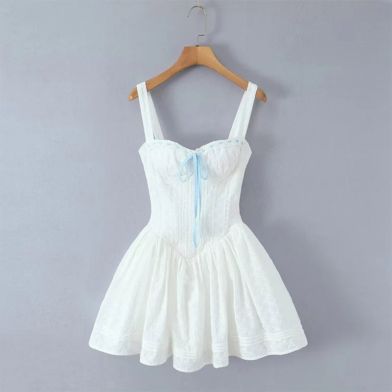Retro Vibrant Color Block Lace Up Mini Dress