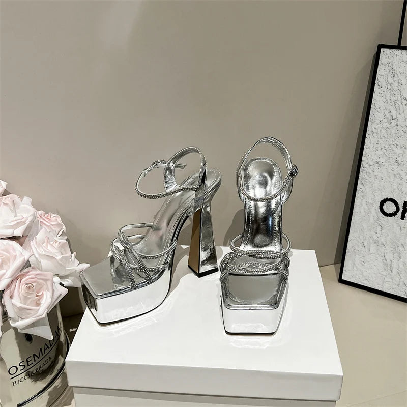 Elegant Open Toe High Heel Sandals With Belt Detail For Chic Socialite Vibe And Elevated Style