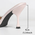 Pearl Embellished Slip On Mules Elevate Your Look With Luxe Heeled Sandals For Women