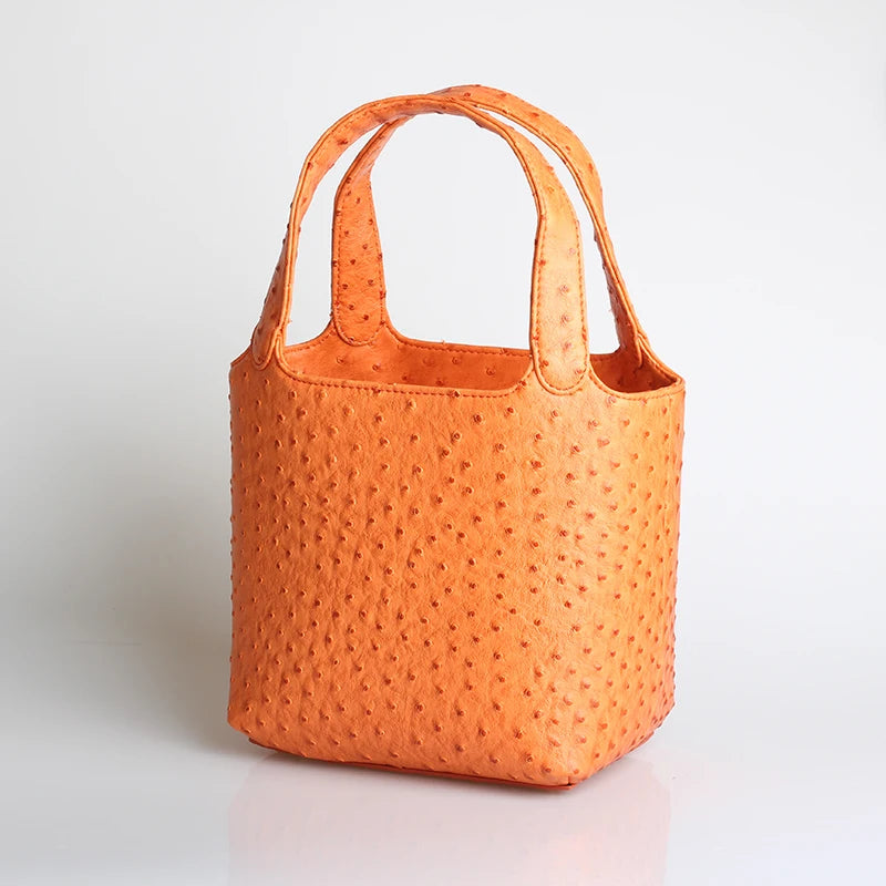 Ostrich-Pattern Bucket Bag Chic Leather Tote With Elevated Everyday Elegance