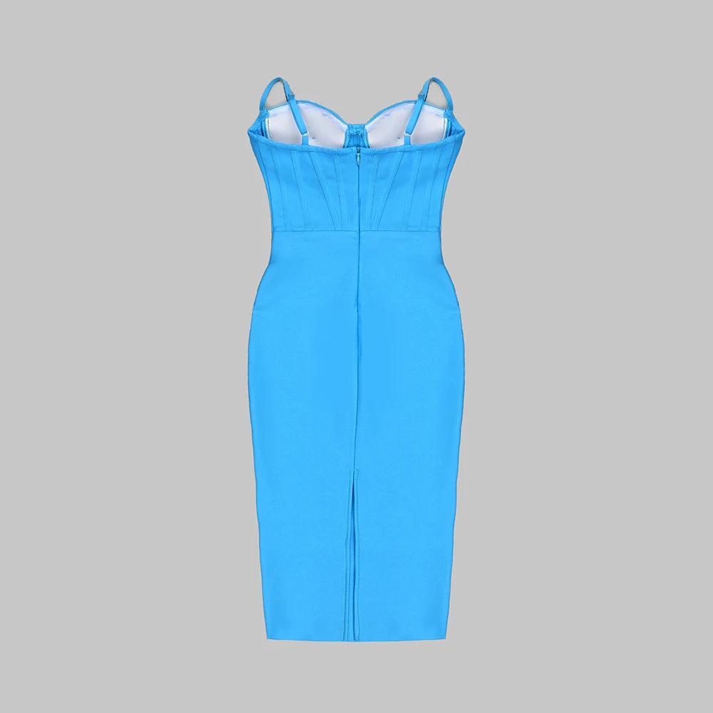 Luxurious Evening Backless Bandage Bodycon Dress With Spaghetti Strap Short Slit