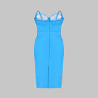 Luxurious Evening Backless Bandage Bodycon Dress With Spaghetti Strap Short Slit
