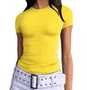 Women's Slim Fit Short Sleeve Crop Top Soft Knit Tee