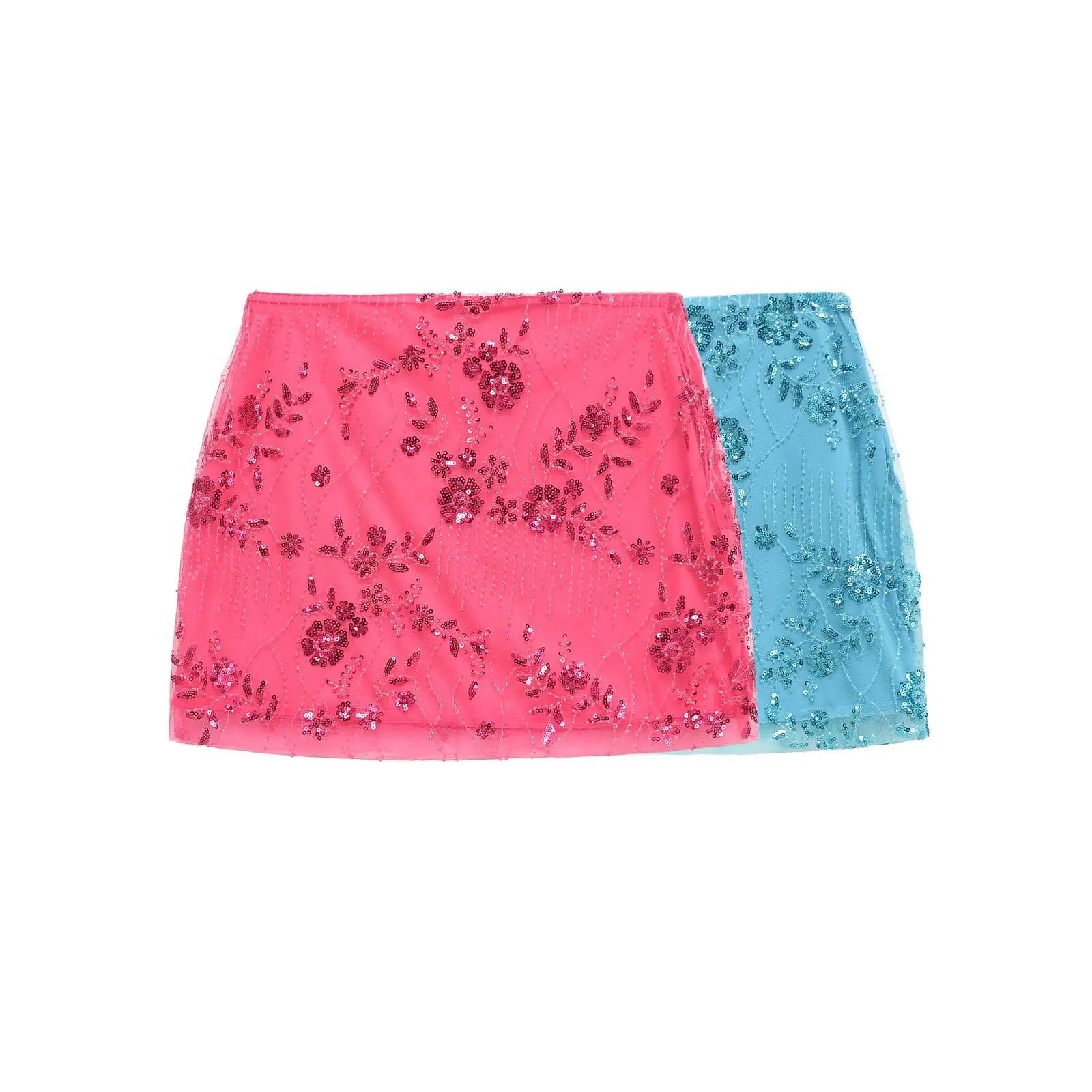 Shimmering Pearl Sequins Low Waist Skirt