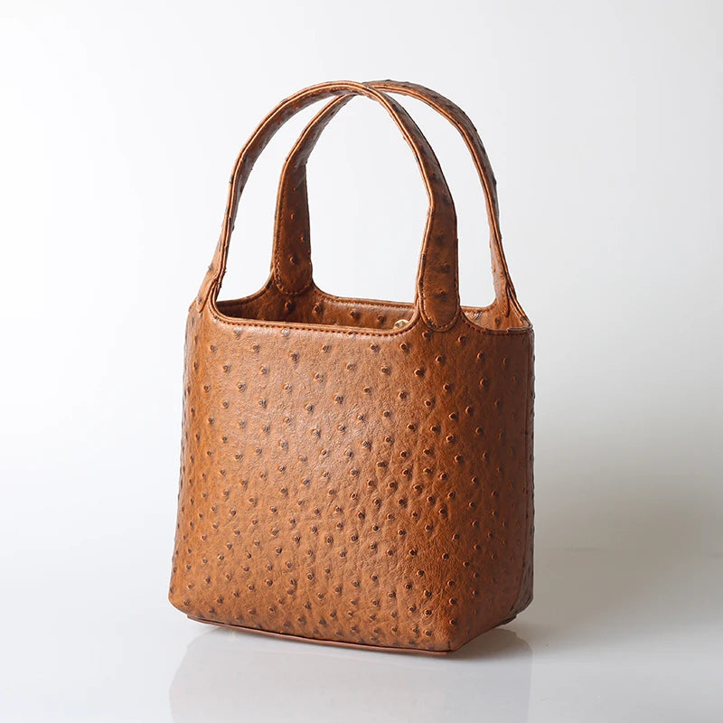 Ostrich-Pattern Bucket Bag Chic Leather Tote With Elevated Everyday Elegance